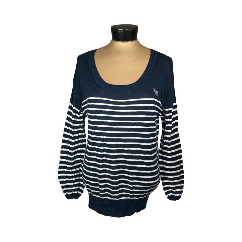 Abercrombie & Fitch Womens Lightweight Striped Sweater Size L Navy White